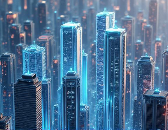 Grafik 3D yang menunjukkan simulasi aliran udara di sekitar bangunan pencakar langit Kuala Lumpur.